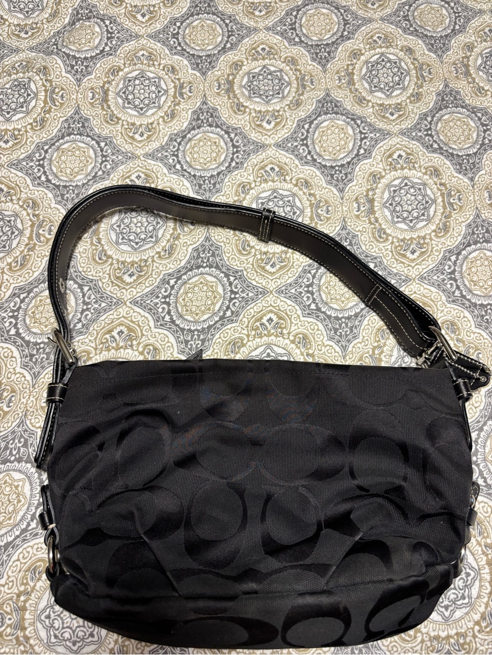 Coach Black Signature Jacquard Shoulder Bag